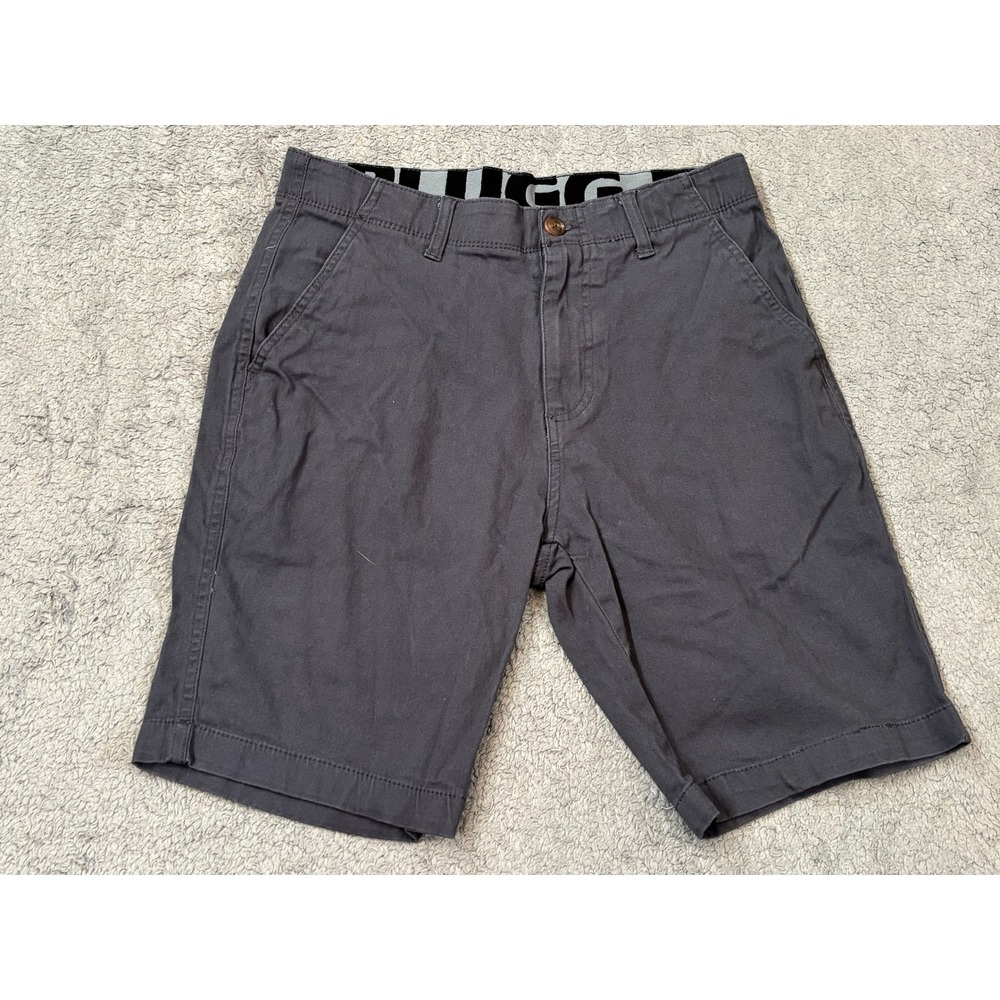 Plugg Mens Charcoal Gray Flat Front Chino Shorts Size 29 Stretch Twill Casual